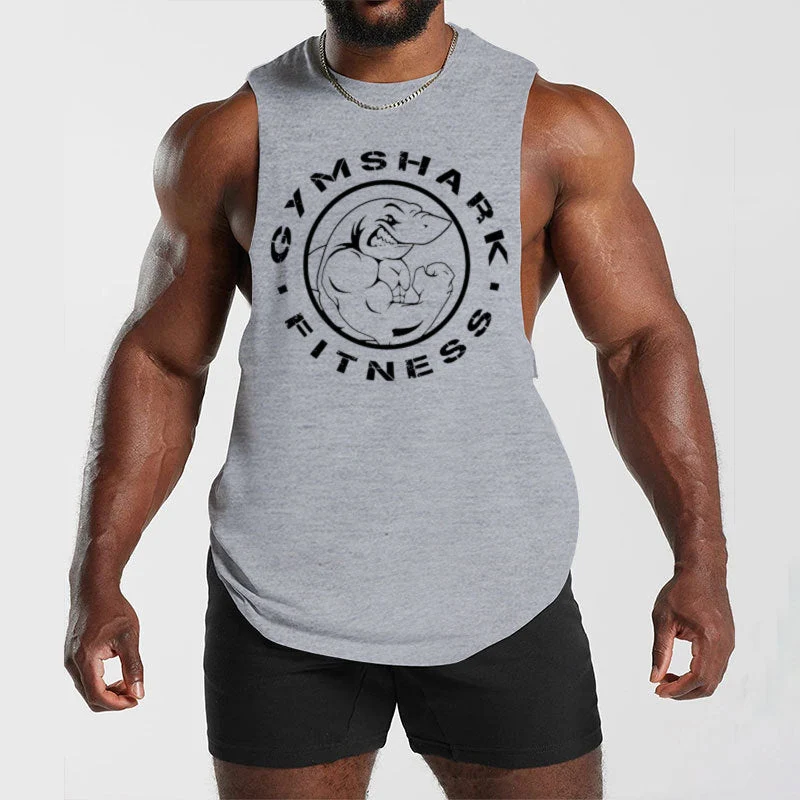 Herren ärmelloses Muskelshirt mit extra tiefen Armöffnungen und großem Logodruck