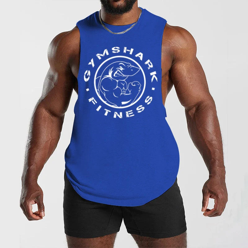 Herren ärmelloses Muskelshirt mit extra tiefen Armöffnungen und großem Logodruck