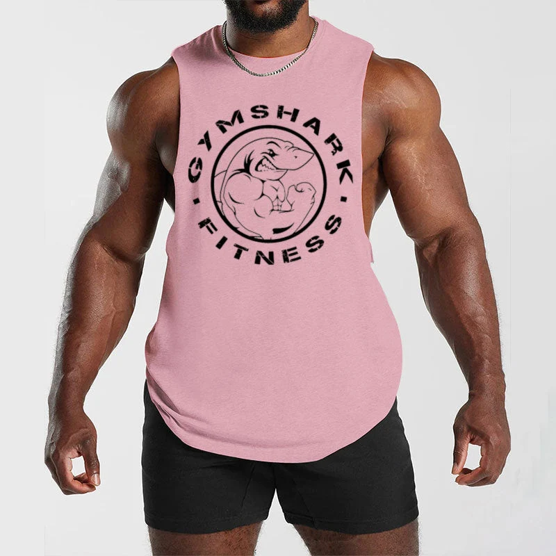 Herren ärmelloses Muskelshirt mit extra tiefen Armöffnungen und großem Logodruck