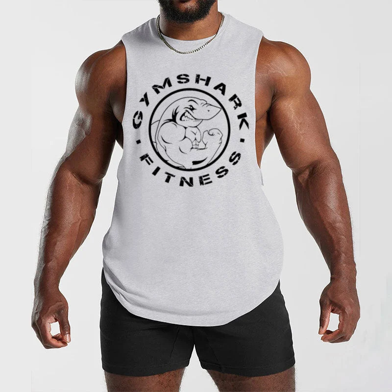 Herren ärmelloses Muskelshirt mit extra tiefen Armöffnungen und großem Logodruck