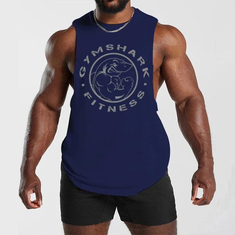 Herren ärmelloses Muskelshirt mit extra tiefen Armöffnungen und großem Logodruck