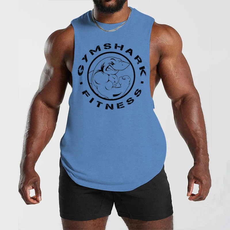 Herren ärmelloses Muskelshirt mit extra tiefen Armöffnungen und großem Logodruck