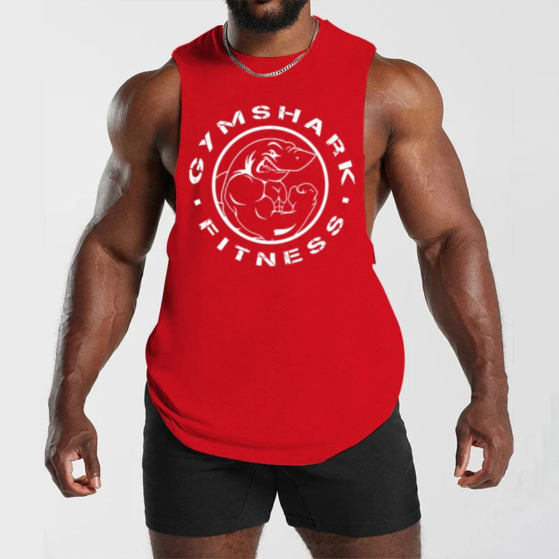 Herren ärmelloses Muskelshirt mit extra tiefen Armöffnungen und großem Logodruck