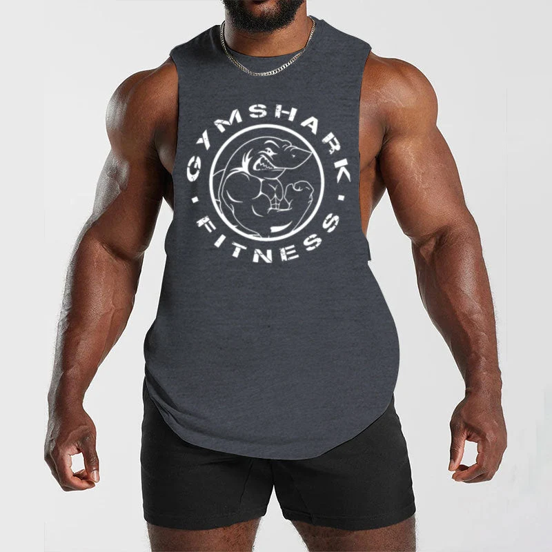 Herren ärmelloses Muskelshirt mit extra tiefen Armöffnungen und großem Logodruck