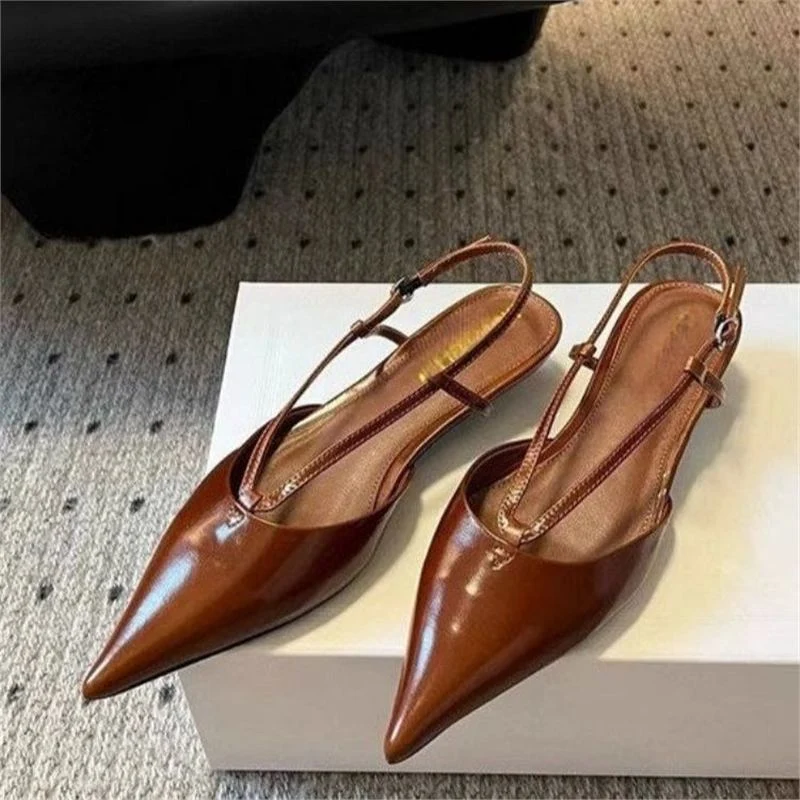 Damen spitze Slingback Pumps aus feinem Leder