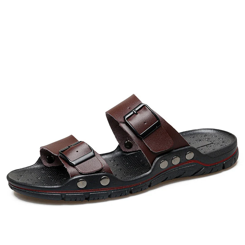 Herren Bequeme Leder-Sandalen mit verstellbaren Riemen