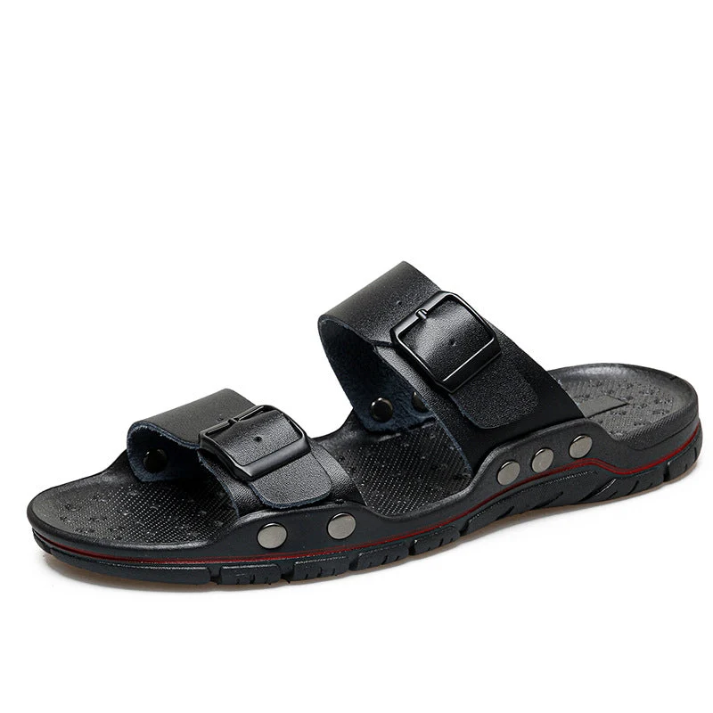 Herren Bequeme Leder-Sandalen mit verstellbaren Riemen