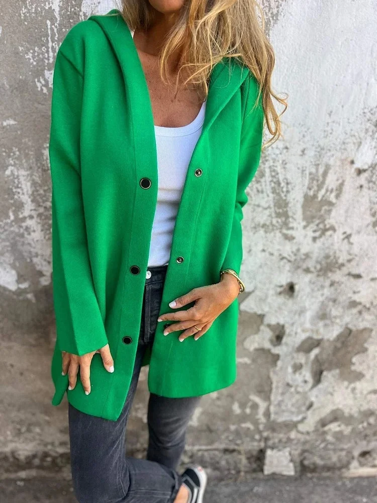 Einfarbige Mid Length Strickjacke