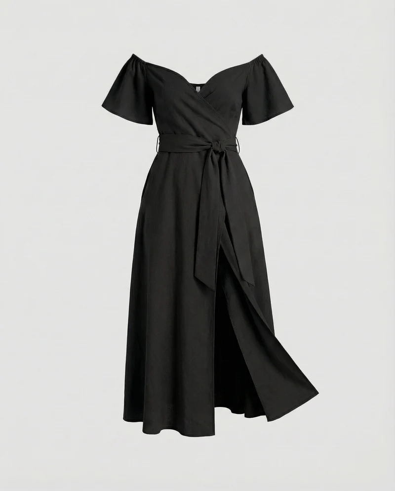 Damen asymmetrisches Midikleid mit Stufenrock