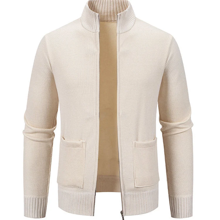 Herren Strickjacke mit durchgehendem Reißverschluss und seitlichen Taschen