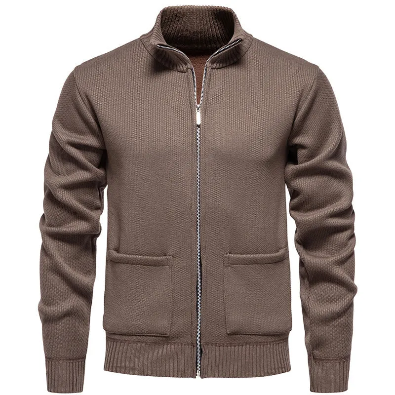 Herren Strickjacke mit durchgehendem Reißverschluss und seitlichen Taschen