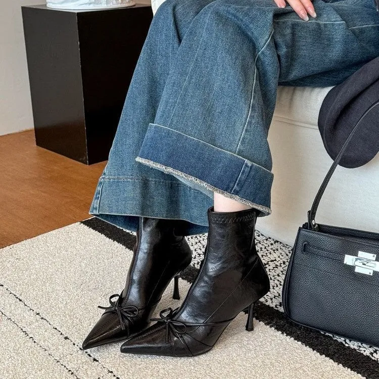 Damen elegante Plateau-Stiefeletten mit dekorativer Schnürung und spitzem Design