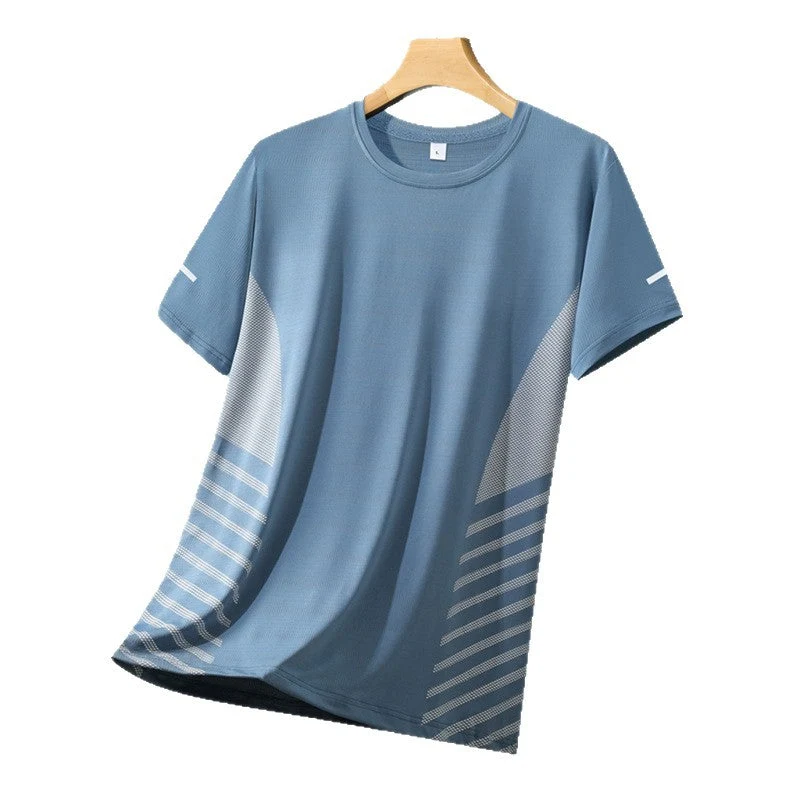 Herren atmungsaktives Sportshirt mit Netz-Einsätzen, feuchtigkeitsableitender Funktionsstoff und reflektierenden Streifen