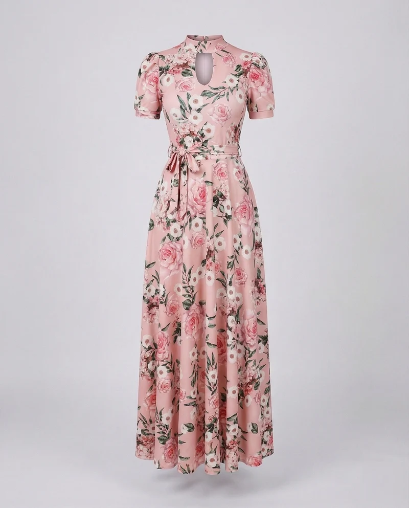 Damen Florales Maxikleid Dekolleteschlitz