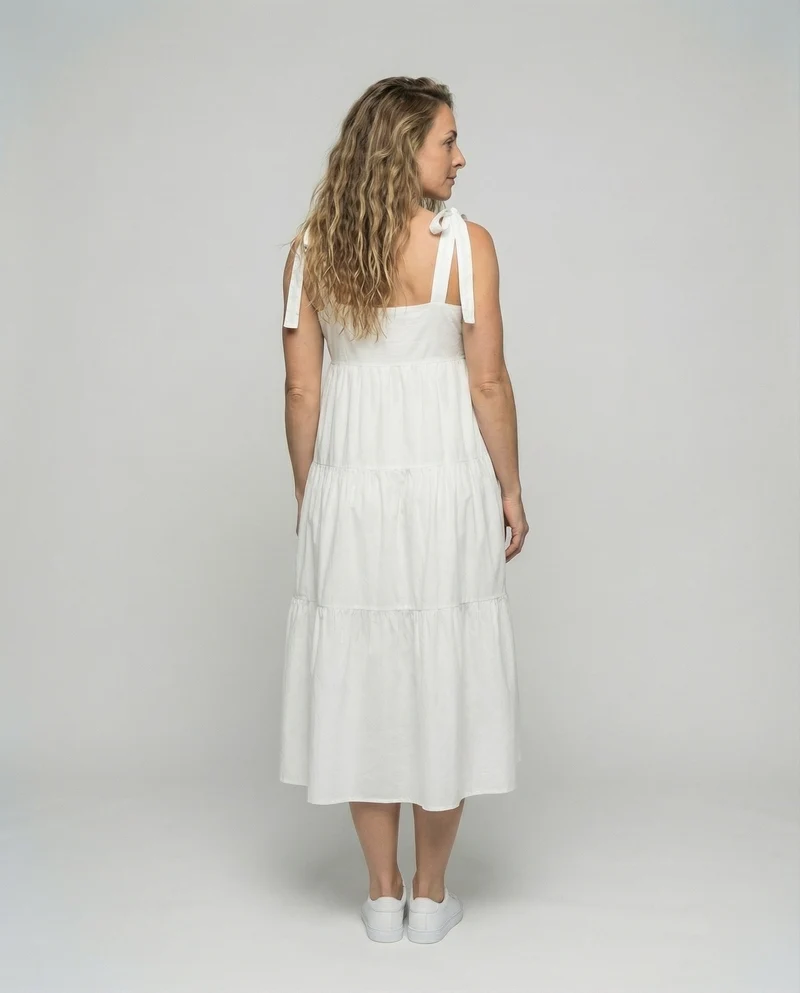 Damen Geschichtetes Zipfelsaum Baumwollkleid
