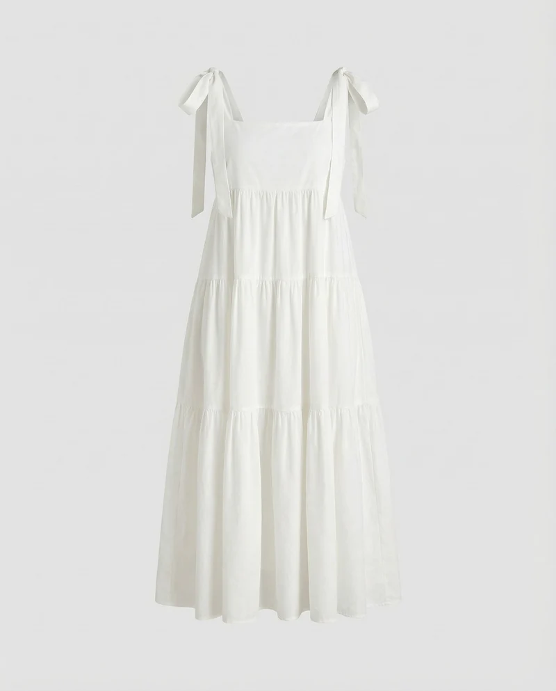 Damen Geschichtetes Zipfelsaum Baumwollkleid
