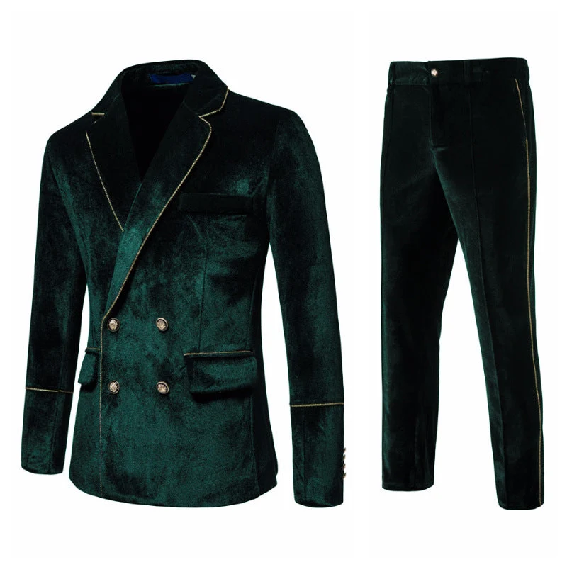 Herren elegantes Samtanzugset mit glänzendem Finish und modernem Schnitt