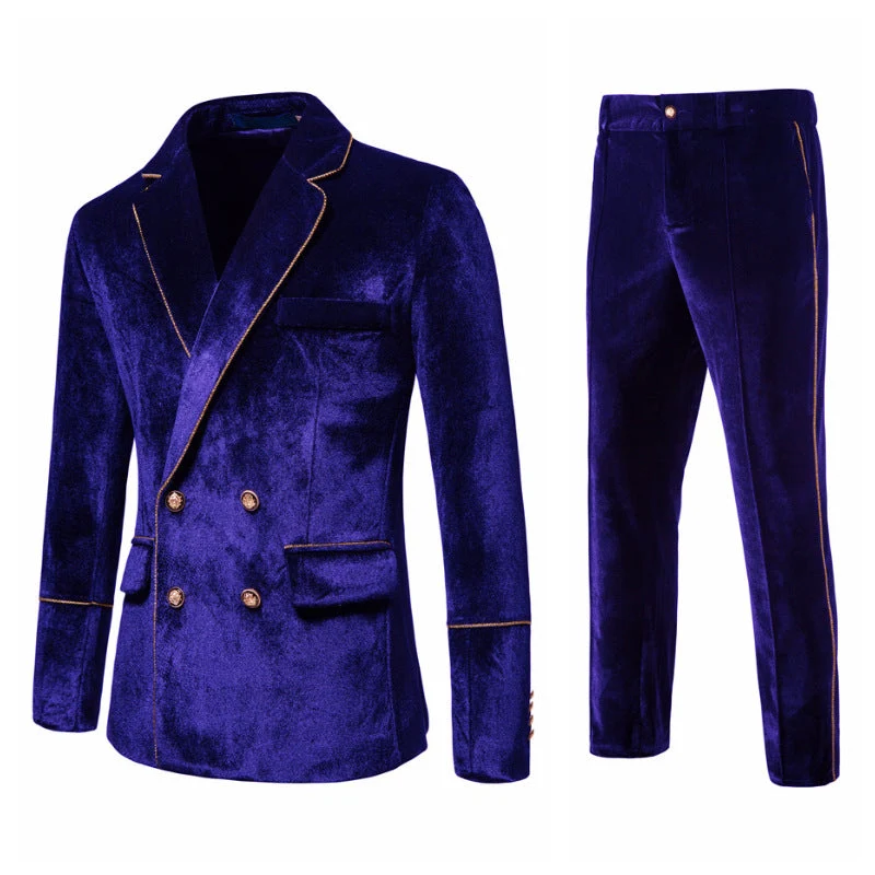 Herren elegantes Samtanzugset mit glänzendem Finish und modernem Schnitt