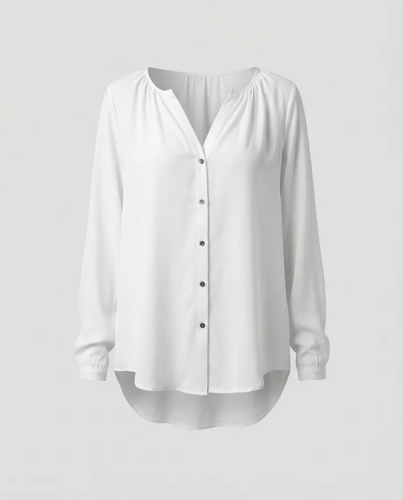 Damen Viskose V-Ausschnitt Hemdbluse