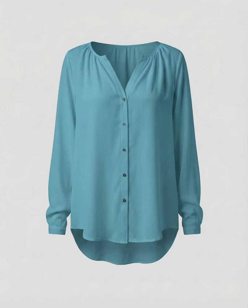 Damen Viskose V-Ausschnitt Hemdbluse