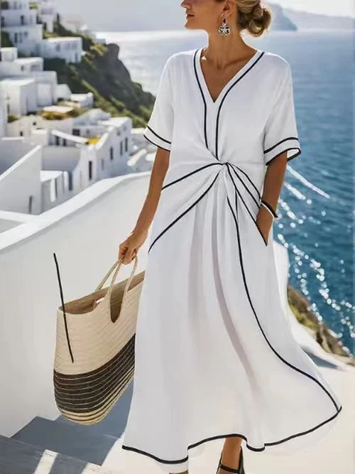 Damen Maxi-Kleid mit einzigartigem Wickeldesign