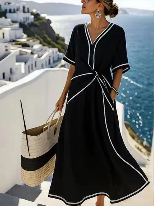 Damen Maxi-Kleid mit einzigartigem Wickeldesign