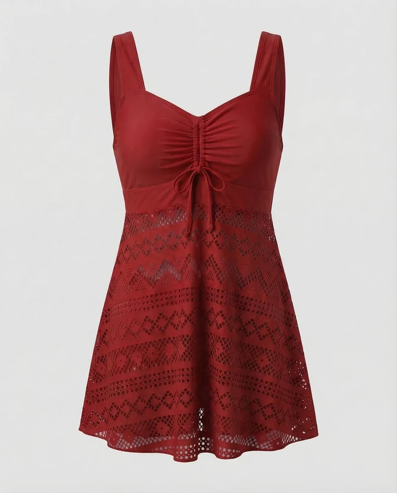 Damen Badekleid Häkel-Überwurf
