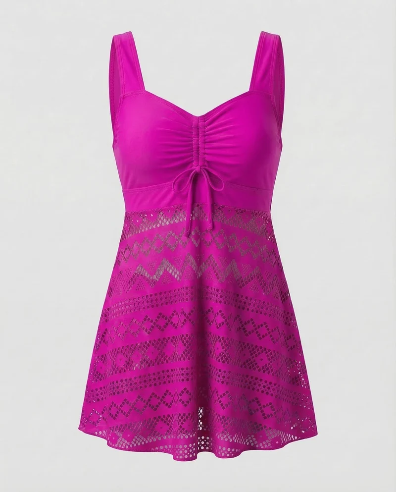 Damen Badekleid Häkel-Überwurf