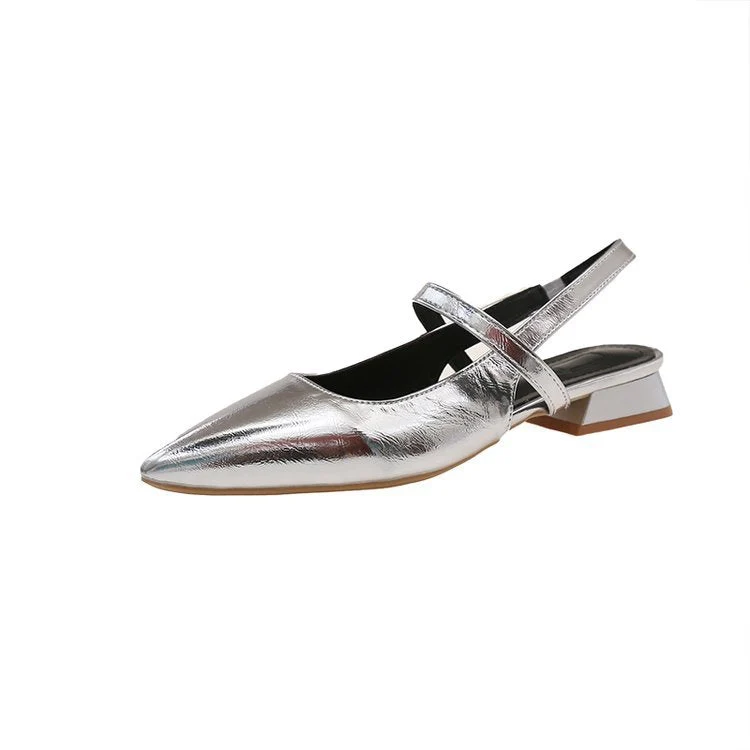 Damen elegante Slingback-Ballerinas aus glänzendem Material