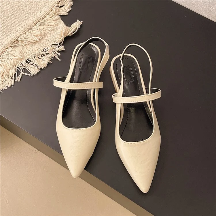 Damen elegante Slingback-Ballerinas aus glänzendem Material