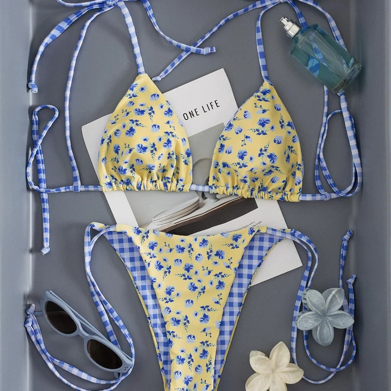 Damen Triangel-Bikini mit verspieltem Blütenmuster Nord Taschen