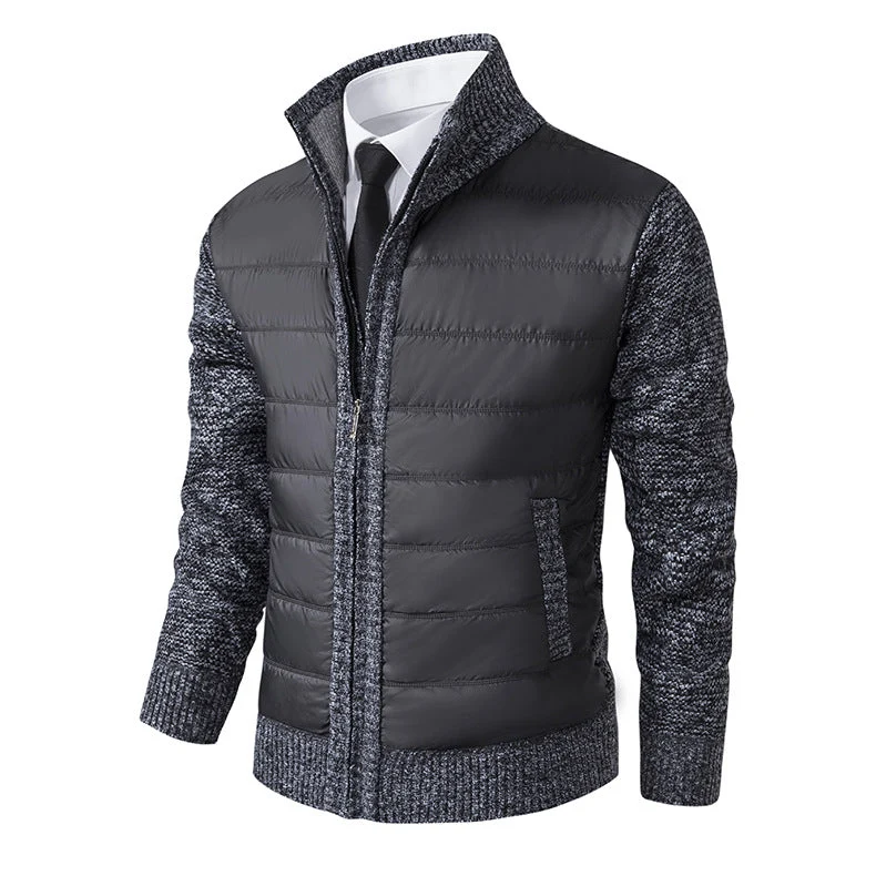 Herren gesteppte Hybridjacke mit modernem Kragen und elastischen Bündchen