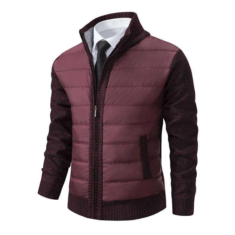 Herren gesteppte Hybridjacke mit modernem Kragen und elastischen Bündchen