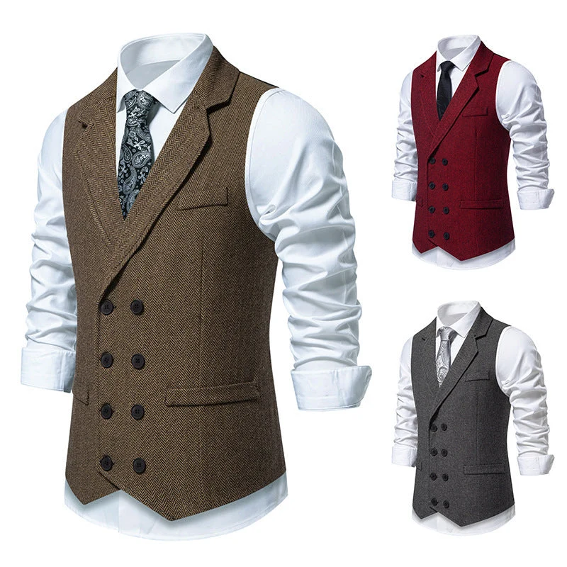 Herren elegante Weste im klassischen Fischgrätmuster 1758204622