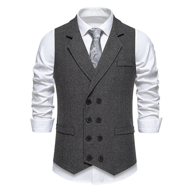 Herren elegante Weste im klassischen Fischgrätmuster 1758204622