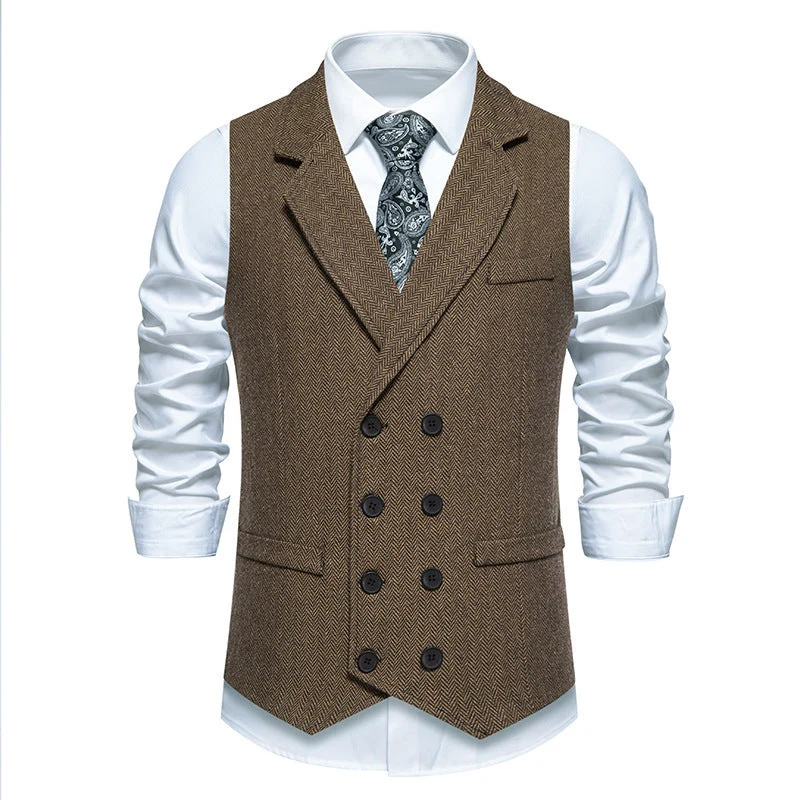 Herren elegante Weste im klassischen Fischgrätmuster 1758204622