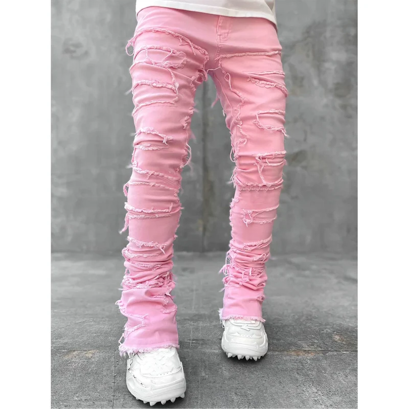 Herren Zerrissene Denim-Hose im lässigen Stil mit einzigartigem Design