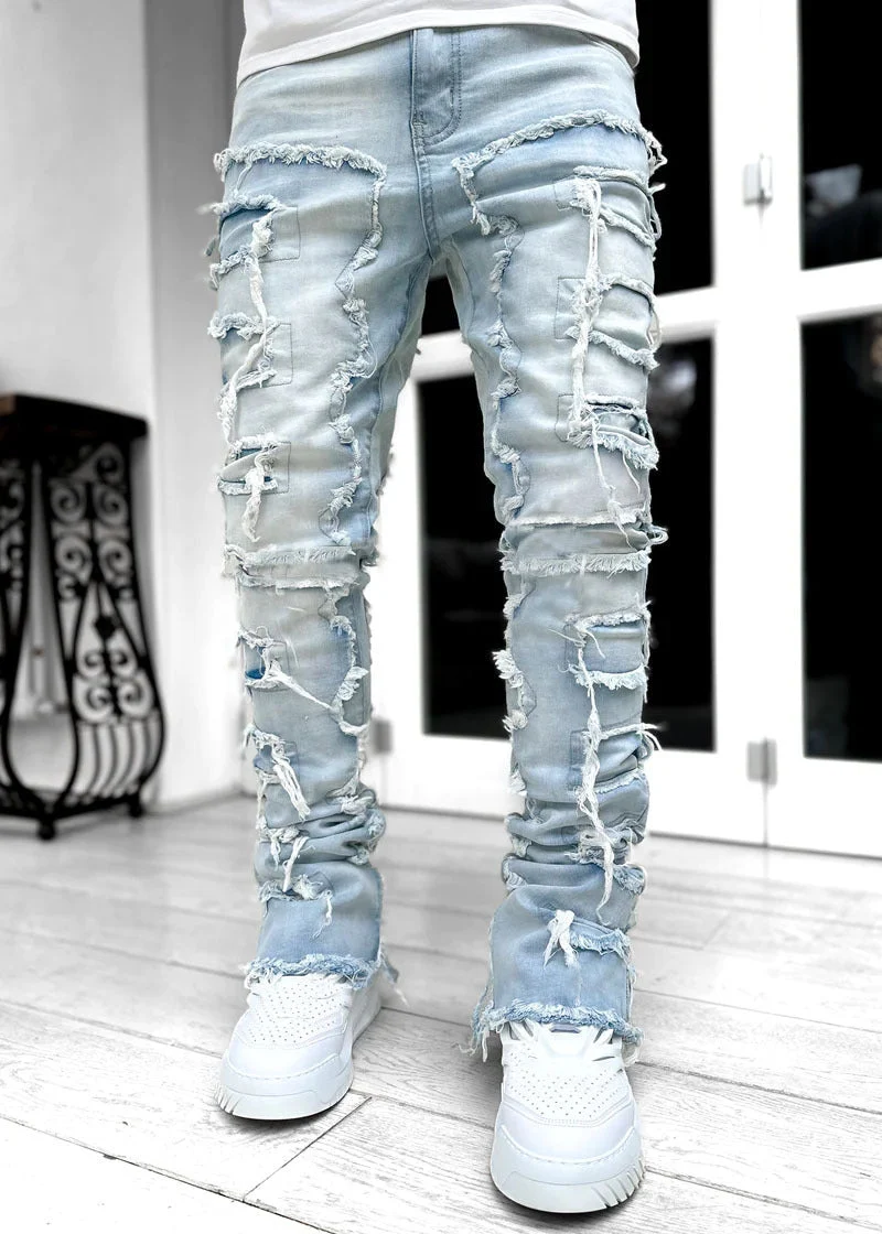 Herren Zerrissene Denim-Hose im lässigen Stil mit einzigartigem Design