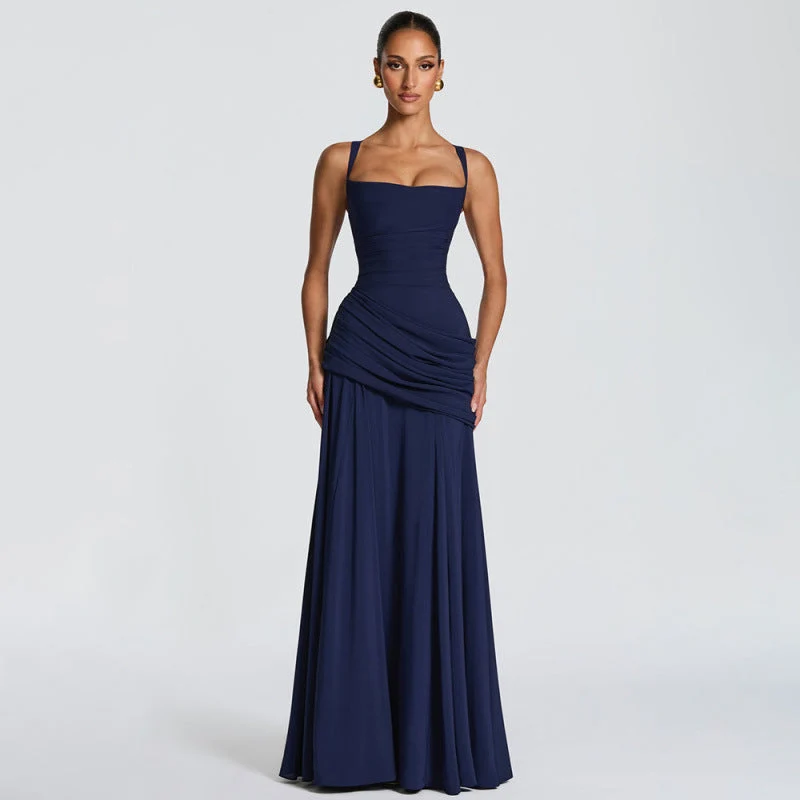 Damen Maxikleid mit dekorativen Rüschendetails und eleganter Taillierung