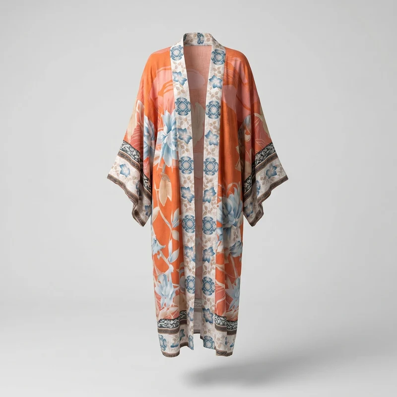 Damen modischer Kimono mit floralen Verzierungen