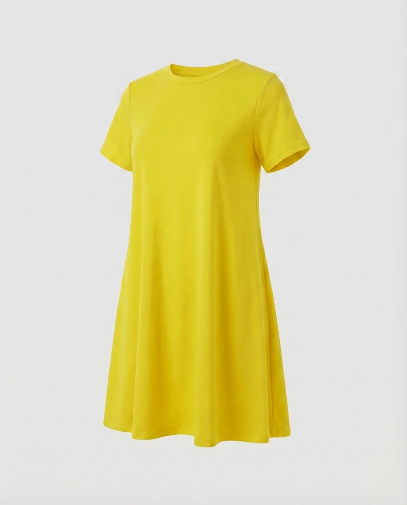 Damen T-Shirtkleid A-Linien-Swing Kurzarm Stretch