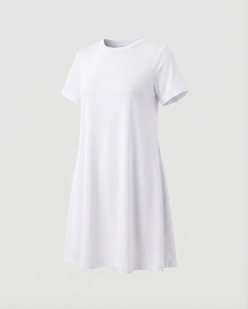 Damen T-Shirtkleid A-Linien-Swing Kurzarm Stretch