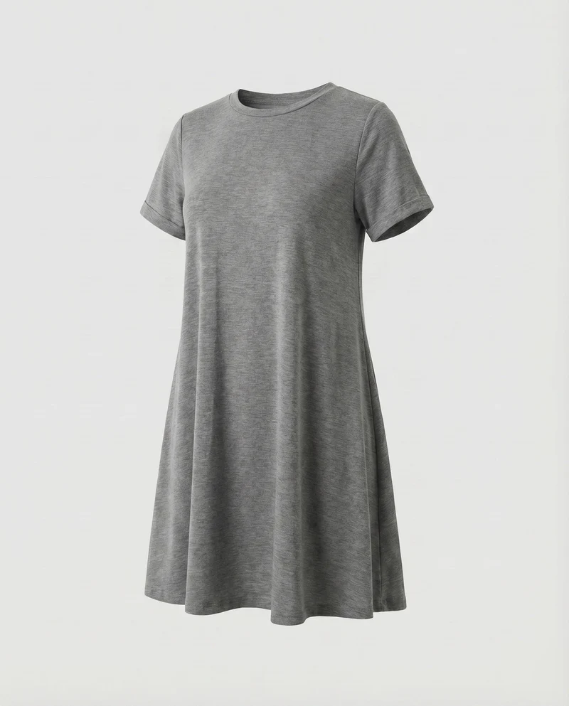 Damen T-Shirtkleid A-Linien-Swing Kurzarm Stretch