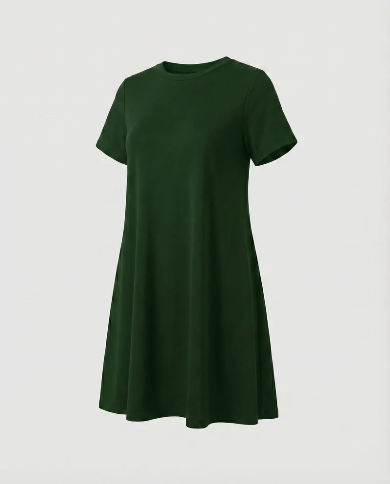 Damen T-Shirtkleid A-Linien-Swing Kurzarm Stretch