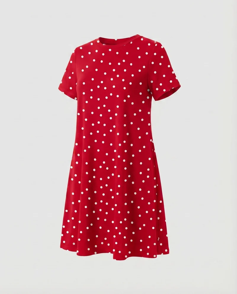 Damen T-Shirtkleid A-Linien-Swing Kurzarm Stretch
