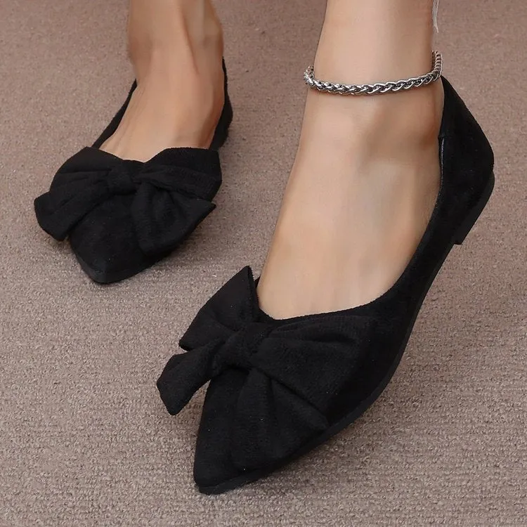 Damen Ballerinas mit dekorativem Schleifen-Design und spitzem Zehenbereich