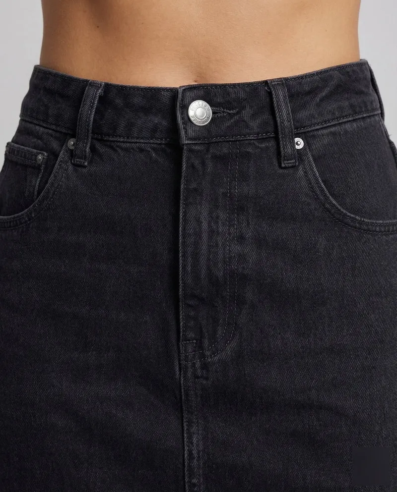 Damen hochgeschnittener Denim-Maxi-Rock