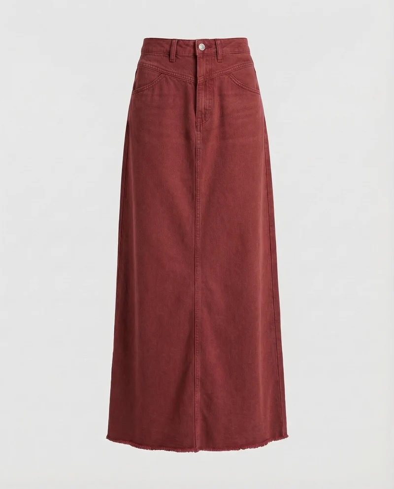 Damen hochgeschnittener Denim-Maxi-Rock