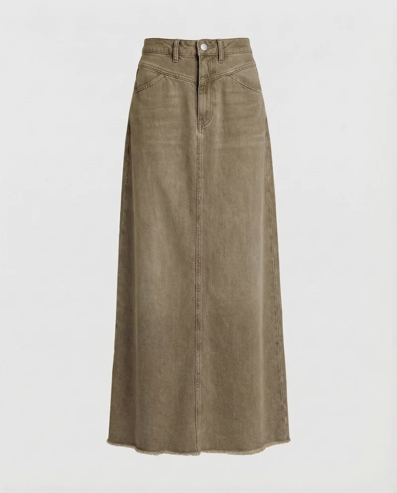 Damen hochgeschnittener Denim-Maxi-Rock