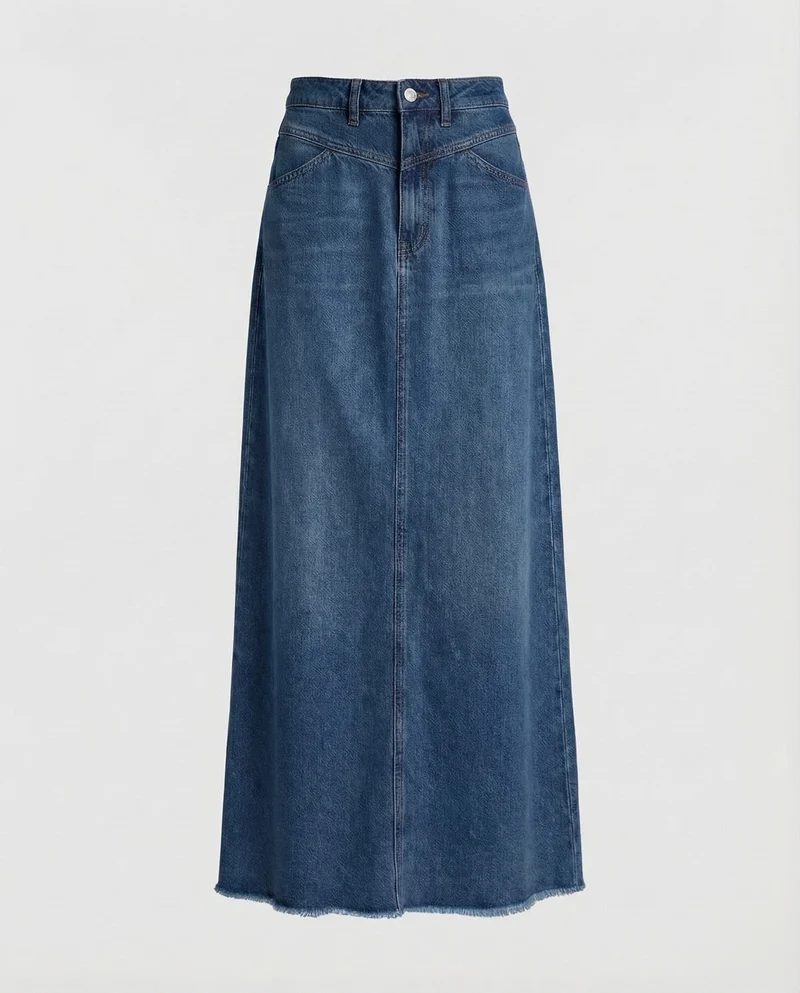 Damen hochgeschnittener Denim-Maxi-Rock